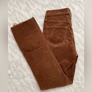 MOTHER Women’s Mid Rise Dazzler ankle Fray Corduroy Straight Leg pants Sz 25